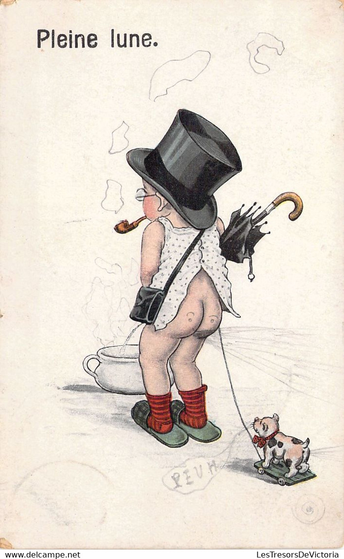 FANTAISIES - Pleine Lune - Enfant Pisse Dans Son Pot De Chambre - Illustration Non Signée - Carte Postale Ancienne - Autres & Non Classés