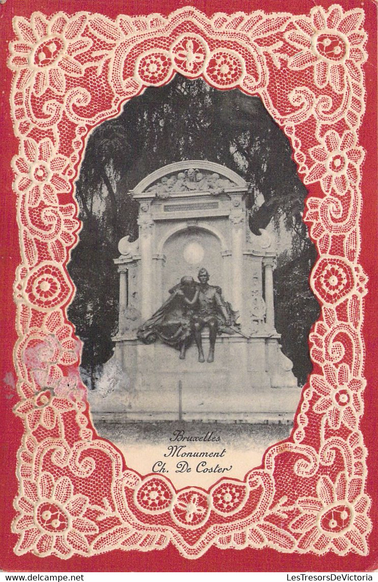 FANTAISIES - Brodées - Bruxelles - Monument Ch De Coster - Carte Postale Ancienne - Ricamate