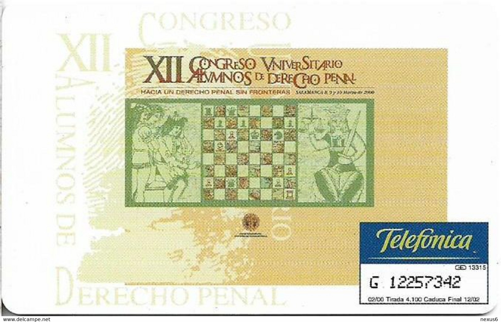 Spain - Telefónica - Alumnos Dcho Penal - P-427 - 02.2000, 250PTA, 4.100ex, Used - Privatausgaben