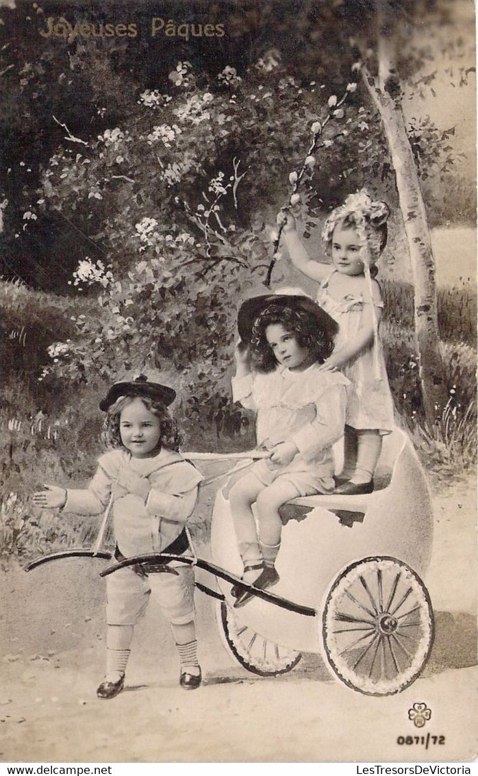 ENFANTS - Carrosse Coquille D'œuf - Joyeuses Pâques - Cocher - Carte Postale Ancienne - Szenen & Landschaften