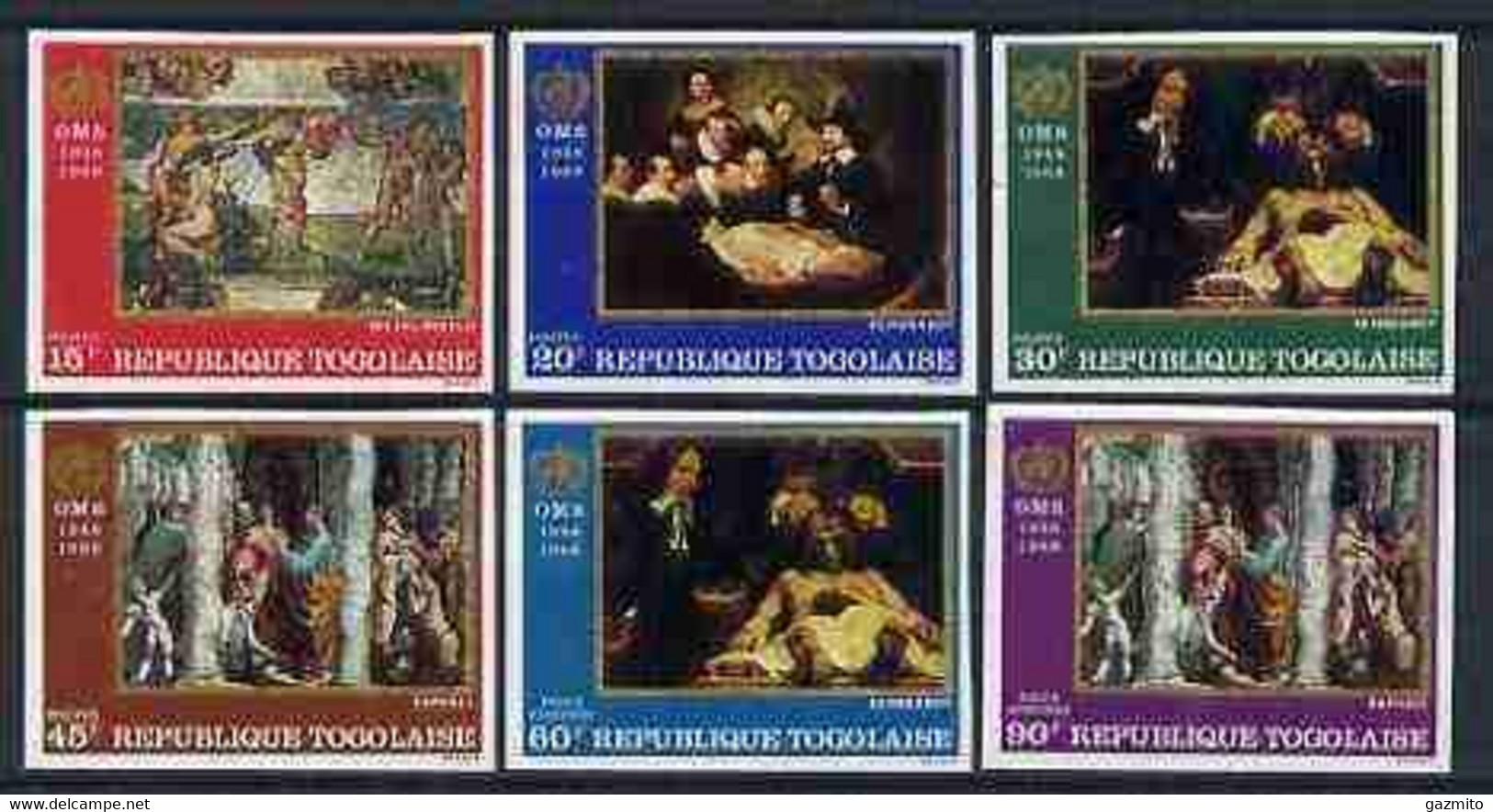 Togo 1968, 20th WHO, Paintings, 6val IMPERFORATED - WHO