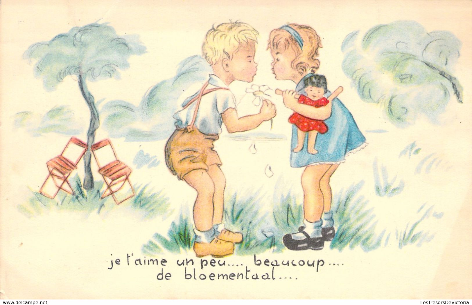 ENFANTS - Effeuillage D'une Pâquerette Par Un Petit Garçon Blond - Illustration Non Signée - Carte Postale Ancienne - Humorvolle Karten