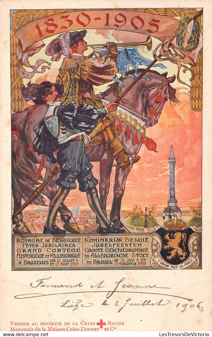 CROIX ROUGE - Affiche Des Fêtes Jubilaire De Bruxelles Les 22 Juillet 6 Et 15 Aout 1905 - Carte Postale Ancienne - Croce Rossa