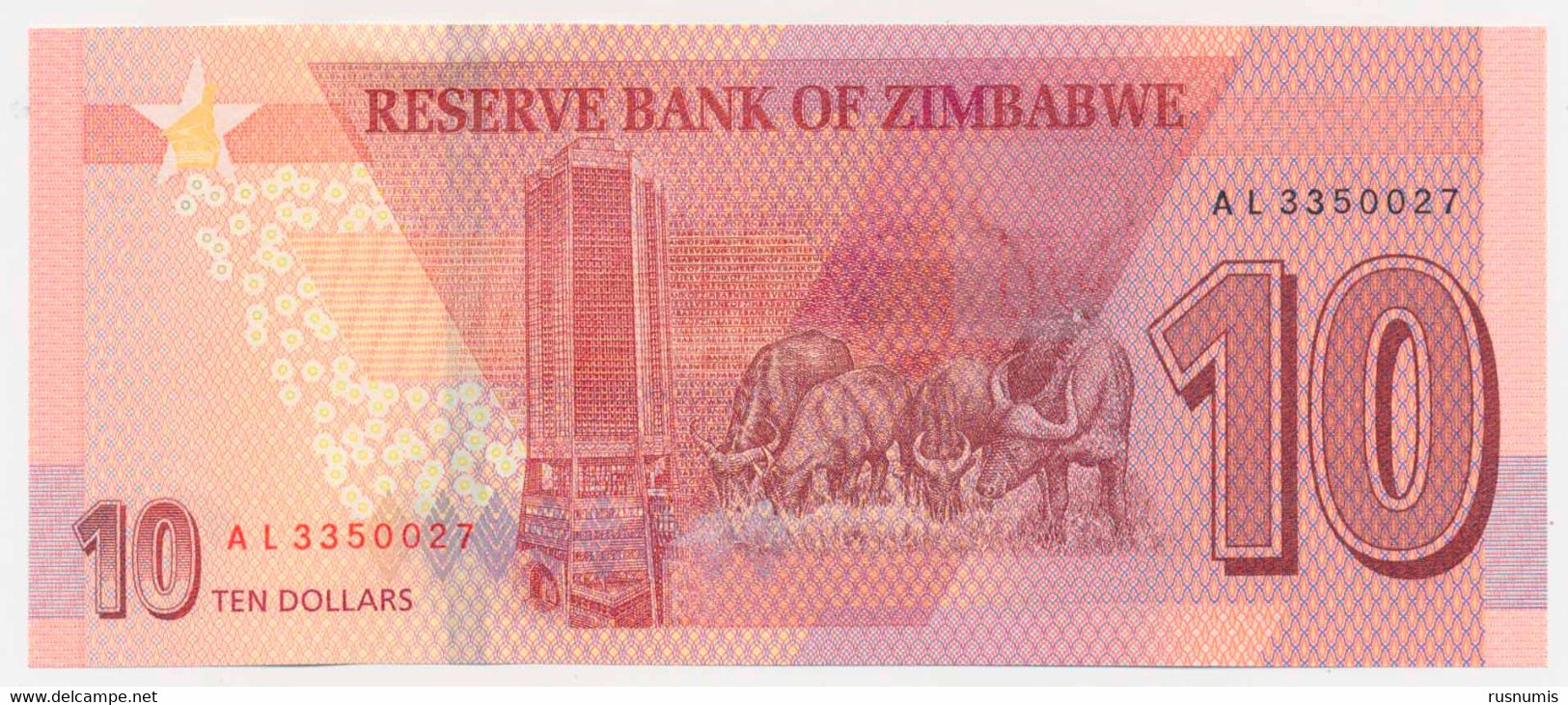 ZIMBABWE 10 DOLLARS PICK 103 CHIREMBA BALANCING ROCK - ANIMALS BUFFALOS 2020 UNC - Zimbabwe