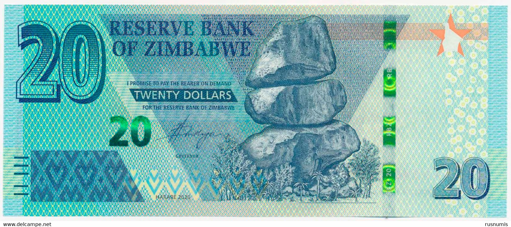 ZIMBABWE 20 DOLLARS PICK 104 BALANCING ROCK - ELEPHANT, VICTORIA FALLS 2020 UNC - Zimbabwe