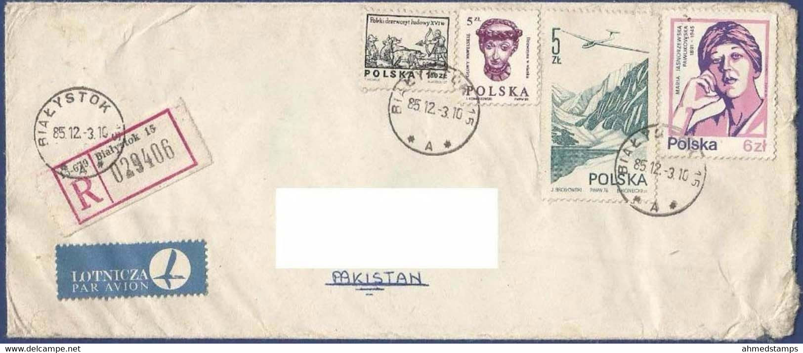 POLAND REGISTERED POSTAL USED AIRMAIL COVER TO PAKISTAN - Ohne Zuordnung