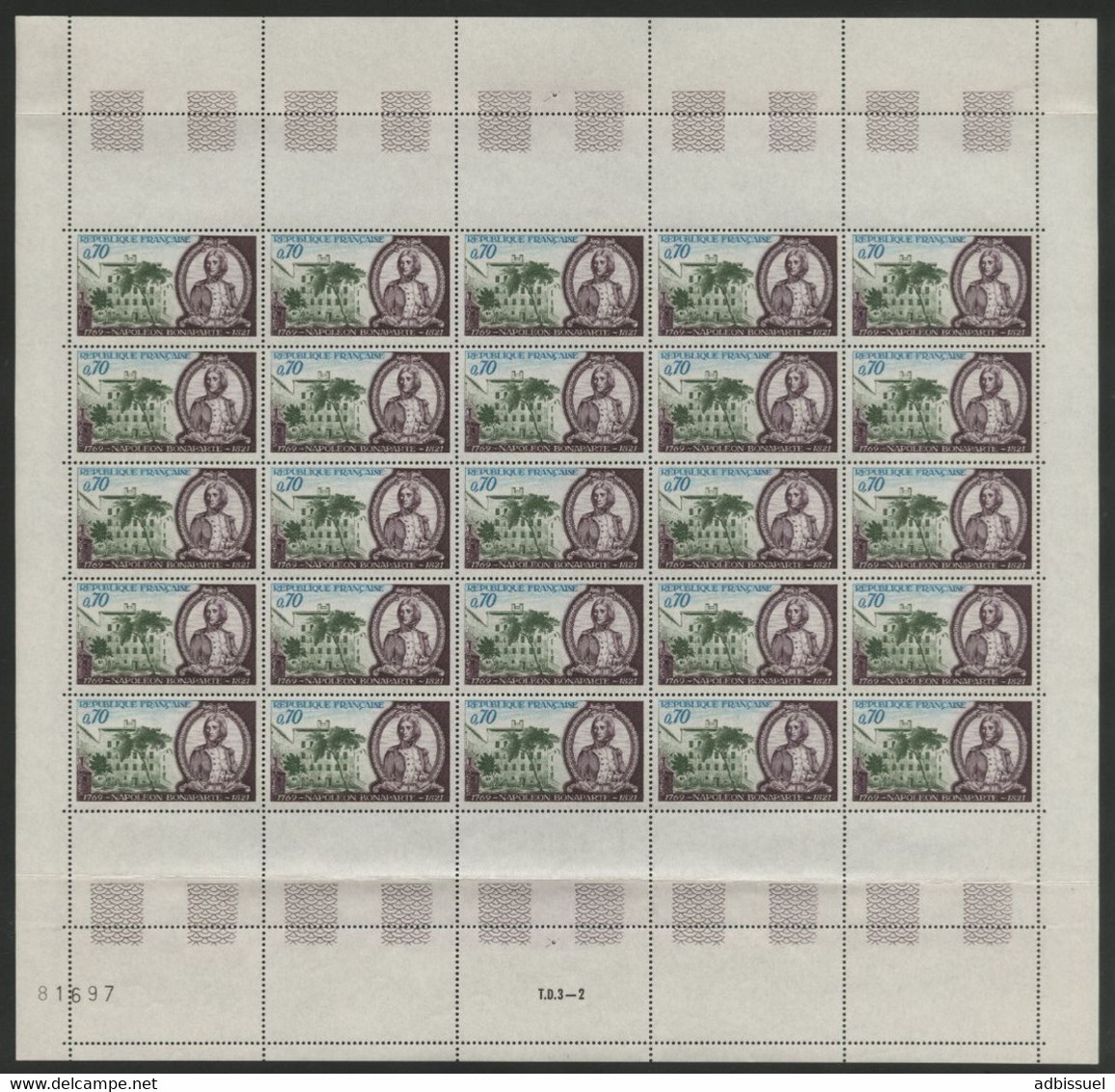 N° 1610 NAPOLEON BONAPARTE Feuille De 25 Exemplaires Neufs ** (MNH) Voir Description - Ganze Bögen