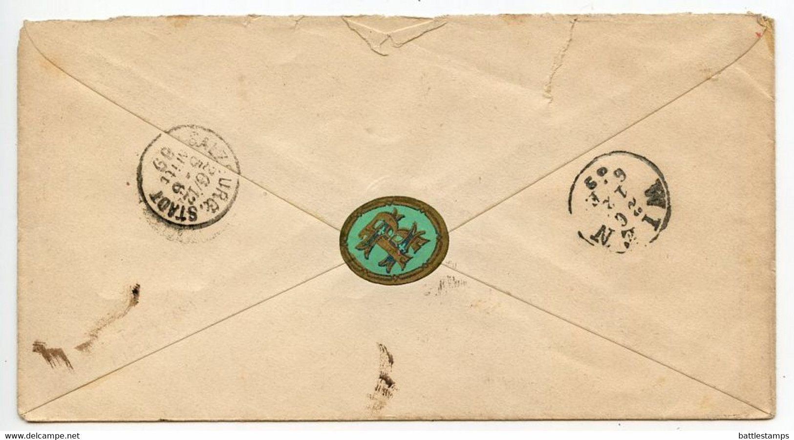 Austria 1869 5kr Franz Josef Postal Envelope; Baden To Salzburg - Enveloppes