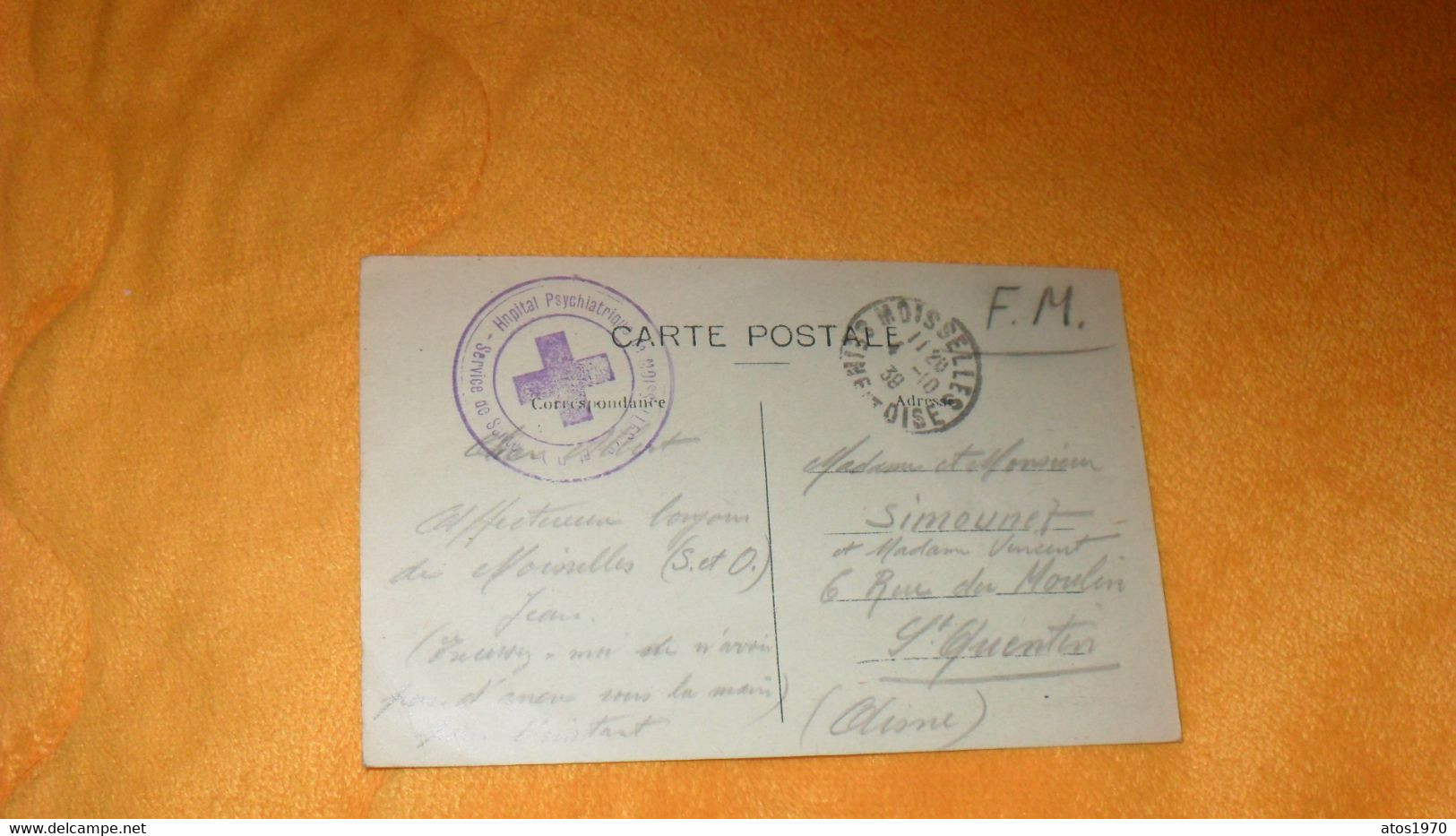 CARTE POSTALE ANCIENNE CIRCULEE DE 1939../ MOISSELLES.- ROUTE DE LA GARE...CACHETS HOPITAL PSYCHIATRIQUE DE MOISSELLES.. - Moisselles