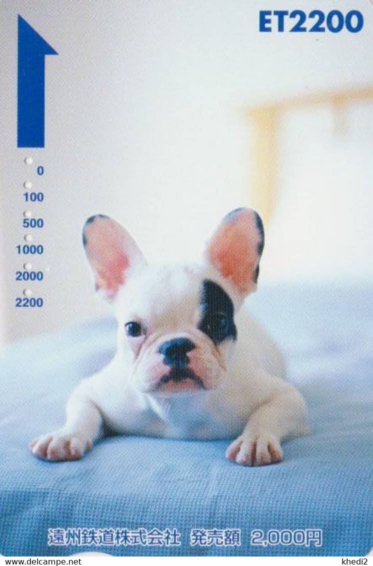 Rare Carte JAPON - Chien Bébé Chiot BOULEDOGUE - BULLDOG Dog JAPAN Prepaid ET Bus Ticket Card - BULLDOGGE Hund - 1216 - Chiens
