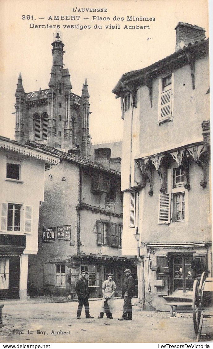 FRANCE - 63 - Ambert - Place Des Minimes - Derniers Vestiges Du Vieil Ambert - Papeterie L.Boy - Carte Postale Ancienne - Ambert