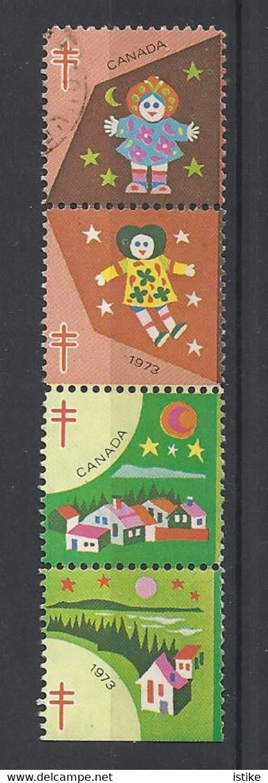 Canada, Christmas 1973, Lot Of 4. - Vignettes Locales Et Privées