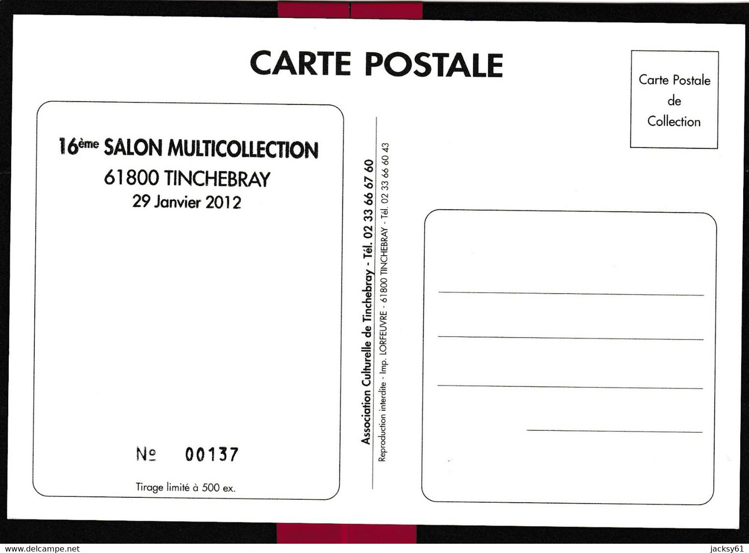 61 - Tinchebray - 16 ème Salon Multicollection  29 Janvier 2012 - Bourses & Salons De Collections