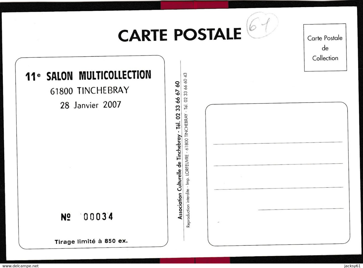 61 - Tinchebray - 11 ème Salon Multicollection  28 Janvier 2007 - Bourses & Salons De Collections