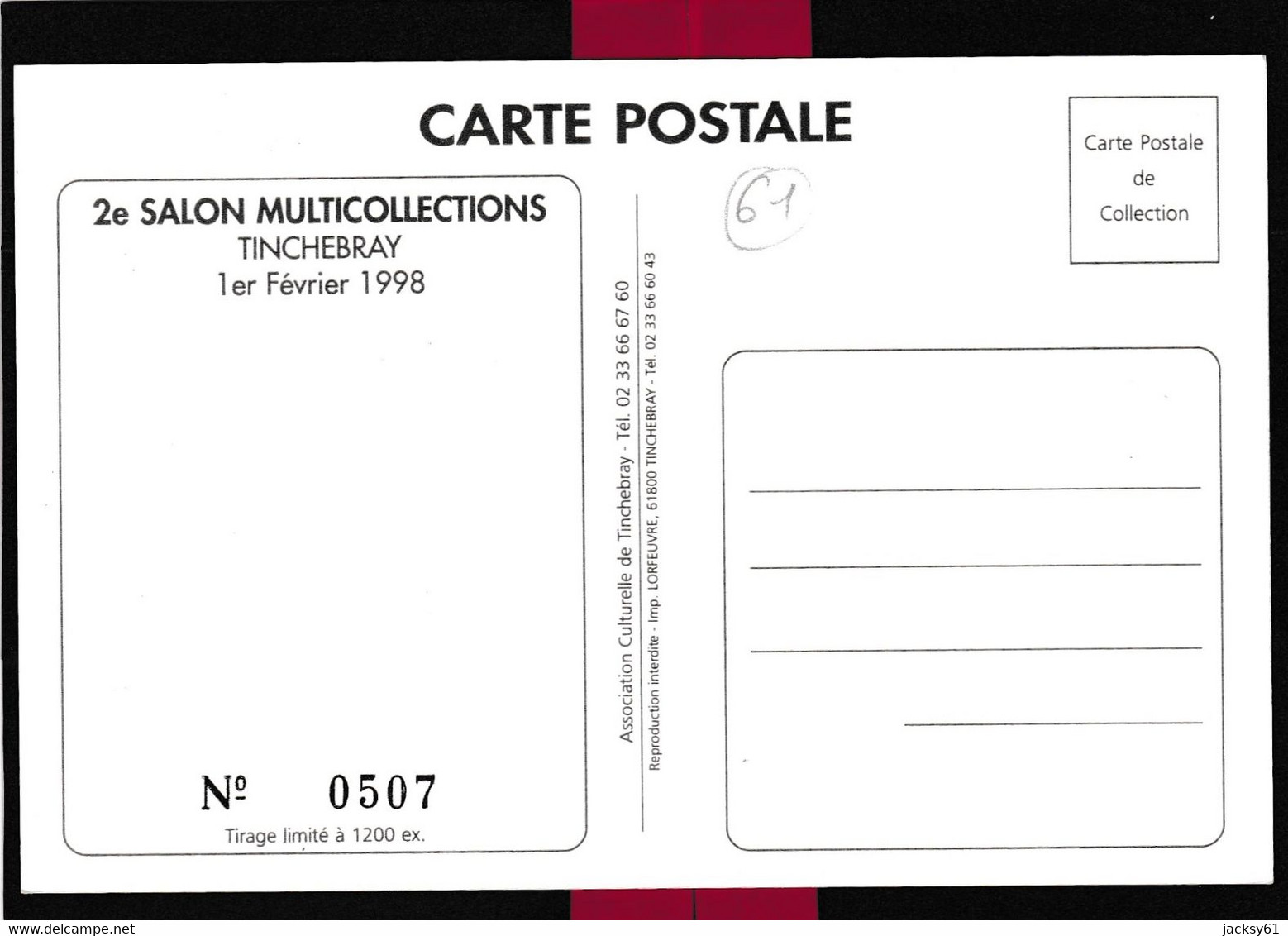 61 - Tinchebray - 2 ème Salon Multicollection  1 Février 1998 - Bourses & Salons De Collections