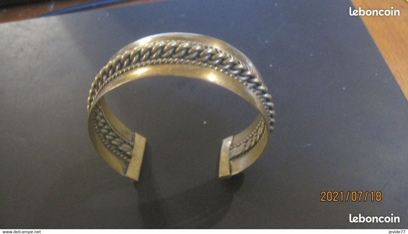 Ancien Bracelet Ancien En Laiton Cuivre Reglable - Bracciali