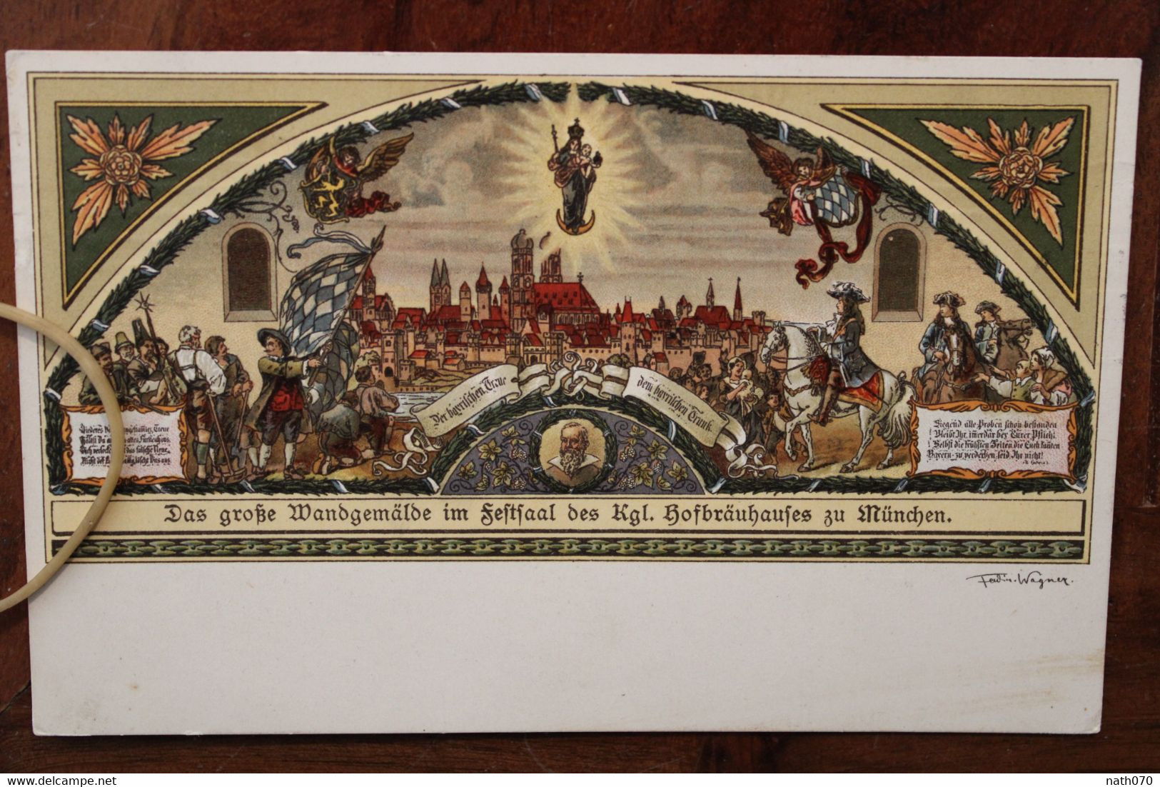 Ak CPA 1910 München Muenchen Wandgemälde Hofbräuhaus Gruss Aus Deutsches Reich Litho Flamme Oblit Mechanische - Autres & Non Classés