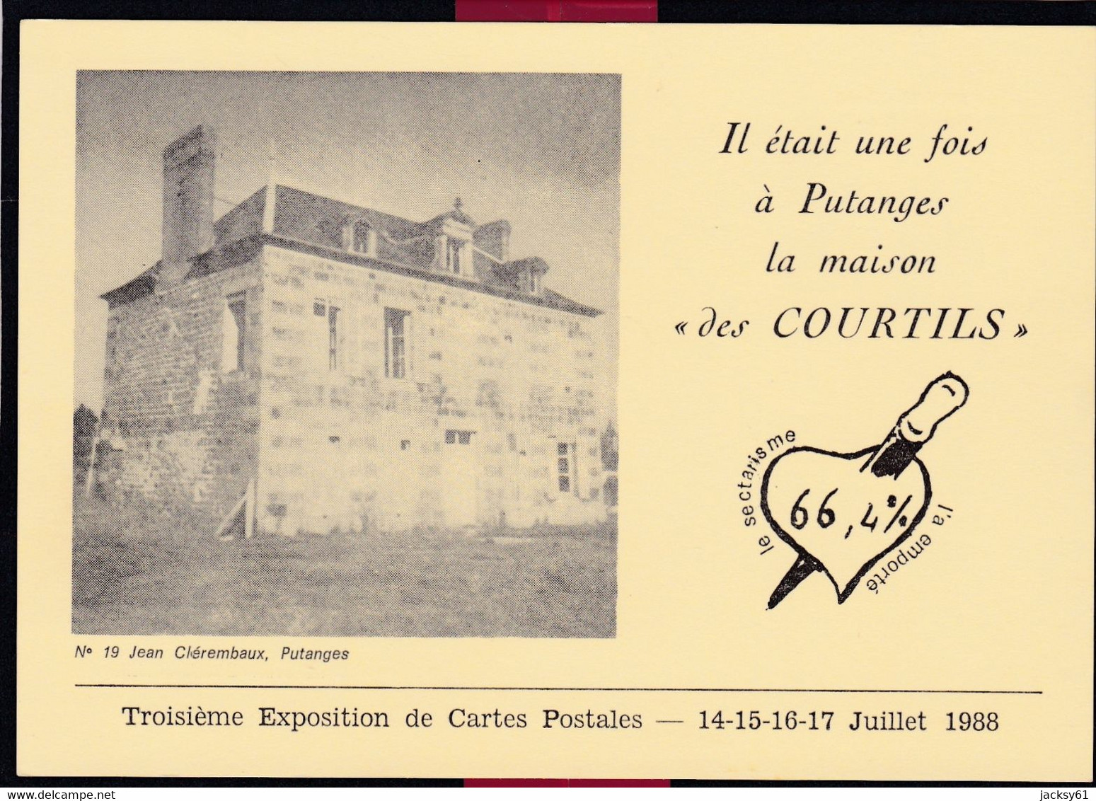 61 - Putanges - Troisième Exposition De Cartes Postales -- 14 - 15 - 16 - 17 - Juillet 1988 - Bourses & Salons De Collections