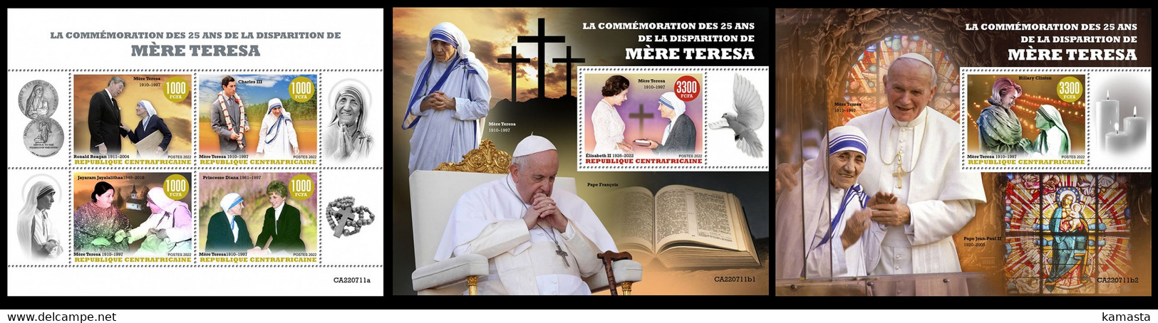 Central Africa  2022 Mother Teresa. (711) OFFICIAL ISSUE - Moeder Teresa