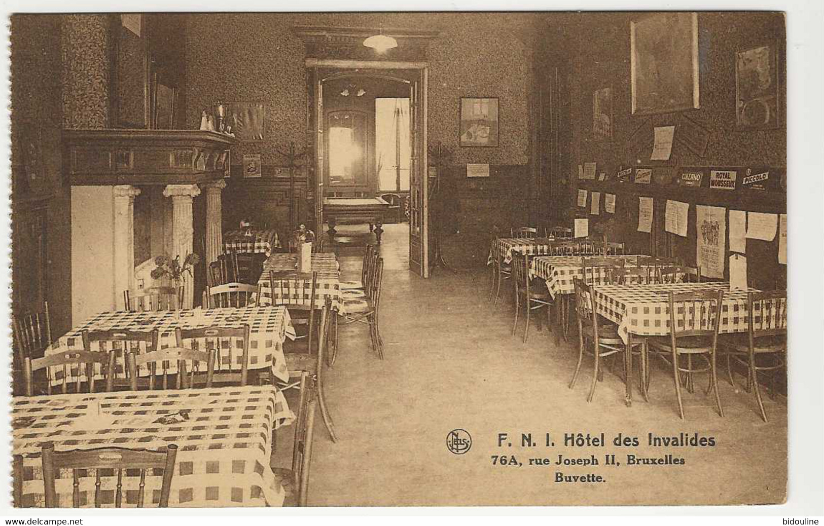 CPA-BRUXELLES "F.N.I. Hôtel Des Invalides 768 Rue Joseph II-Buvette " - Cafés, Hôtels, Restaurants