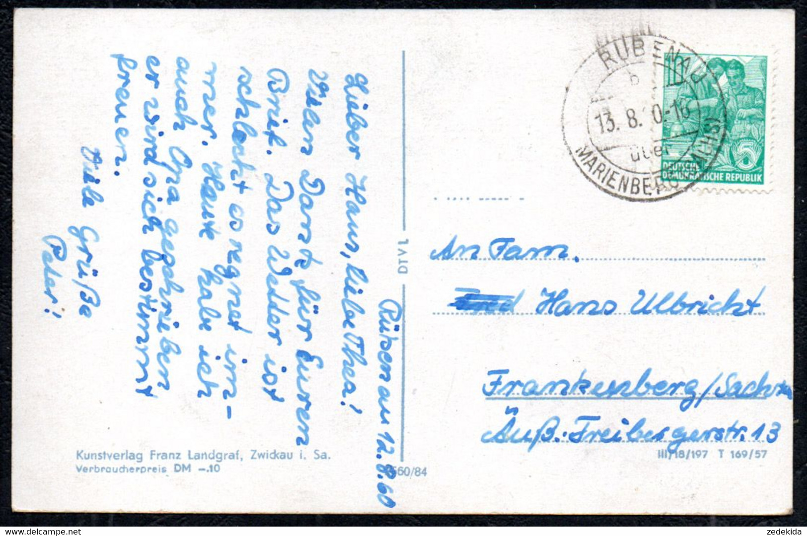 G1926 - Rübenau - Landpost Landpoststempel über Marienberg - DTVL - Marienberg