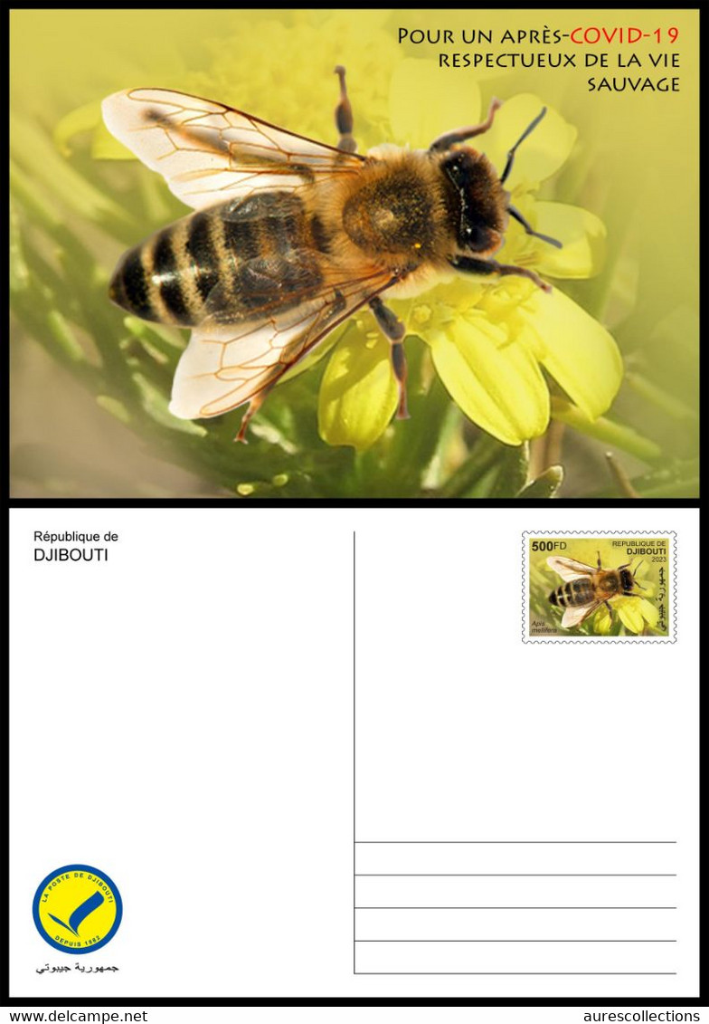 DJIBOUTI 2023 - STATIONERY CARD - BEES BEE ABEILLES ABEILLE INSECTS - PANDEMIC COVID-19 CORONAVIRUS - Abeilles