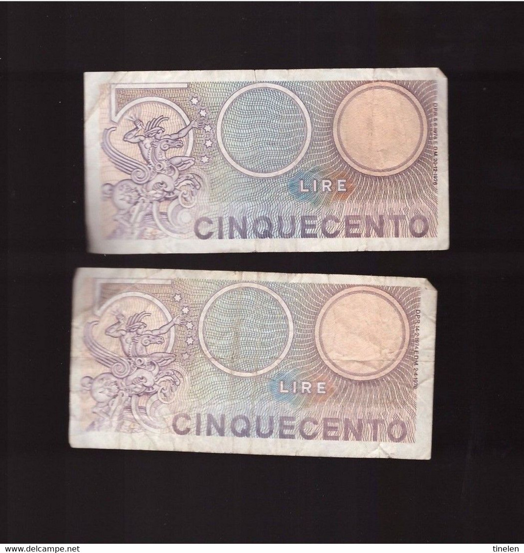 Italia - 2 Banconote Da L 500 Usate - 500 Lire
