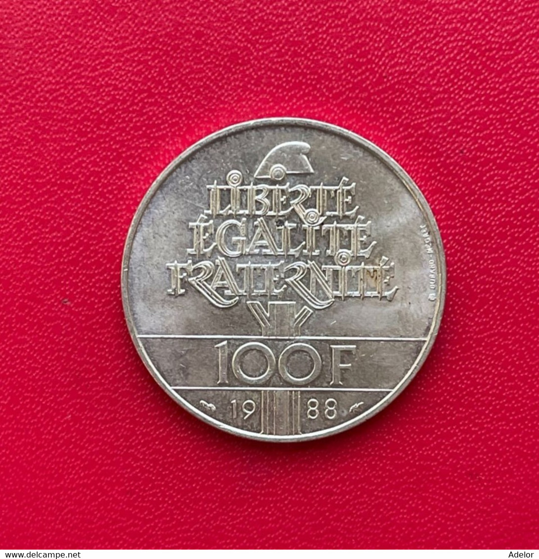 Belle Monnaie Argent De 100 Francs Fraternité, Tête De La République 1988 - 100 Francs