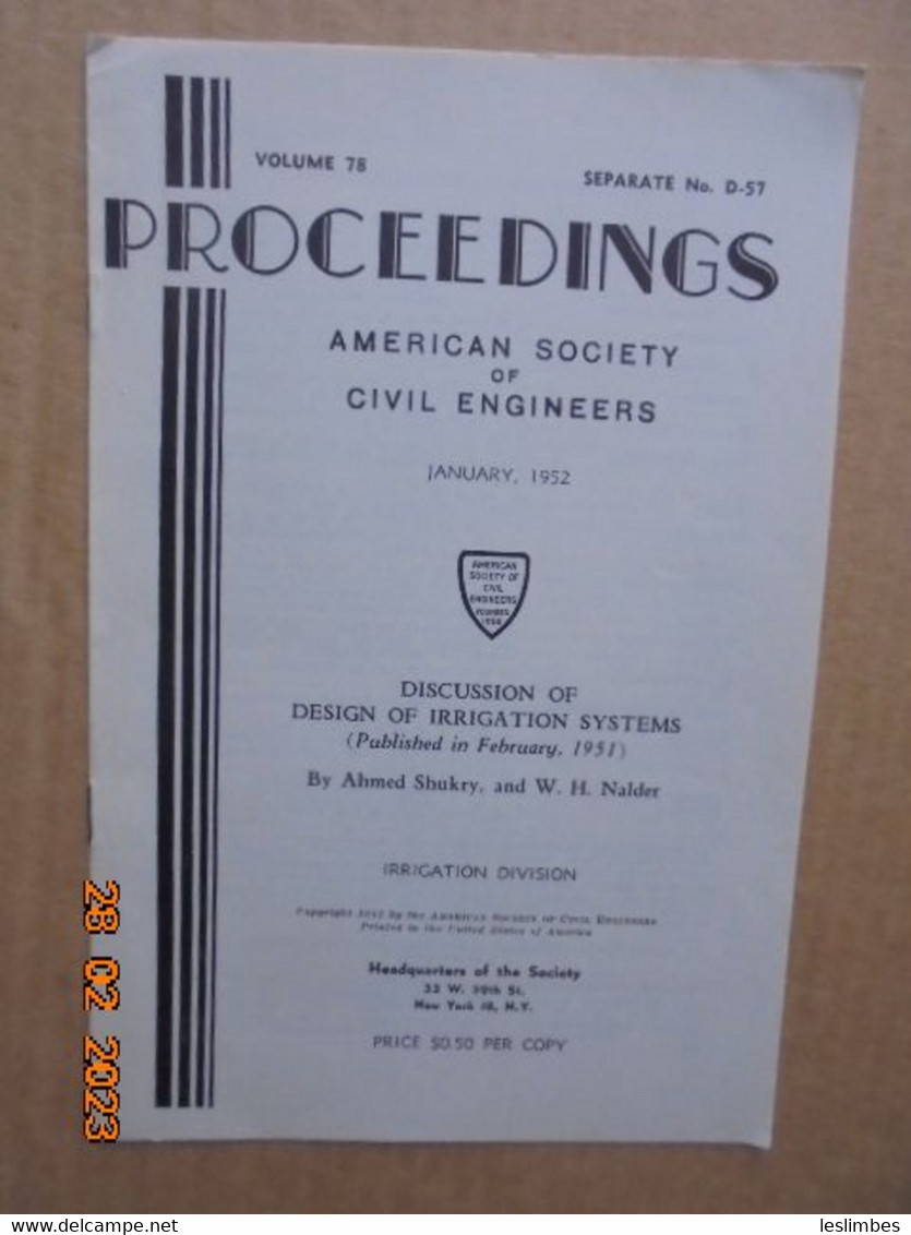 Discussion Of Design Of Irrigation Systems By Ahmed Shukry And W.H. Nalder - Engineering