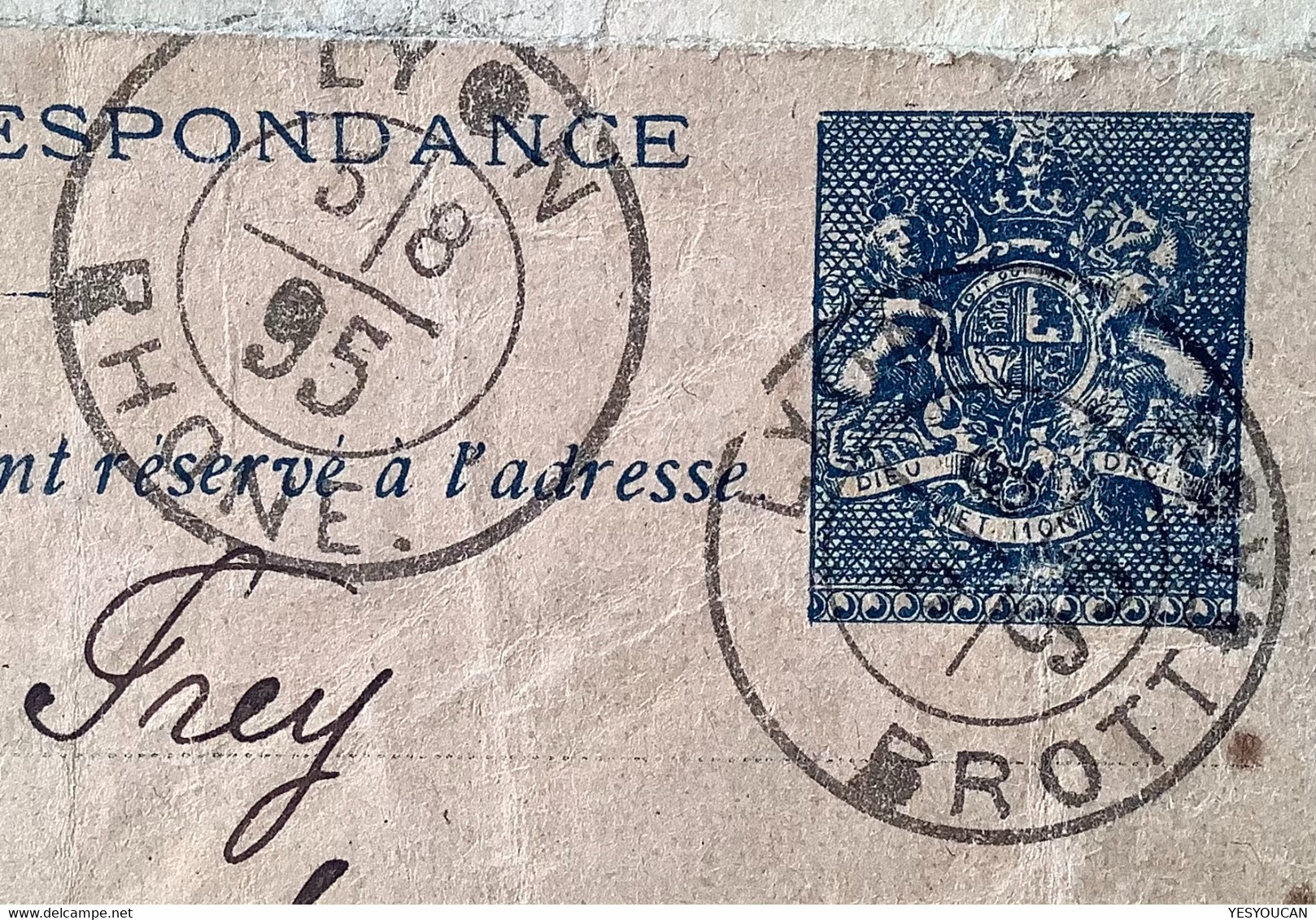RR ! SPEUDO ENTIER POSTAL POSTE LOCALE PUB. 1895 LYON" London House Cours Morand" (France Cinderella Local Post Tailor - Kaartbrieven