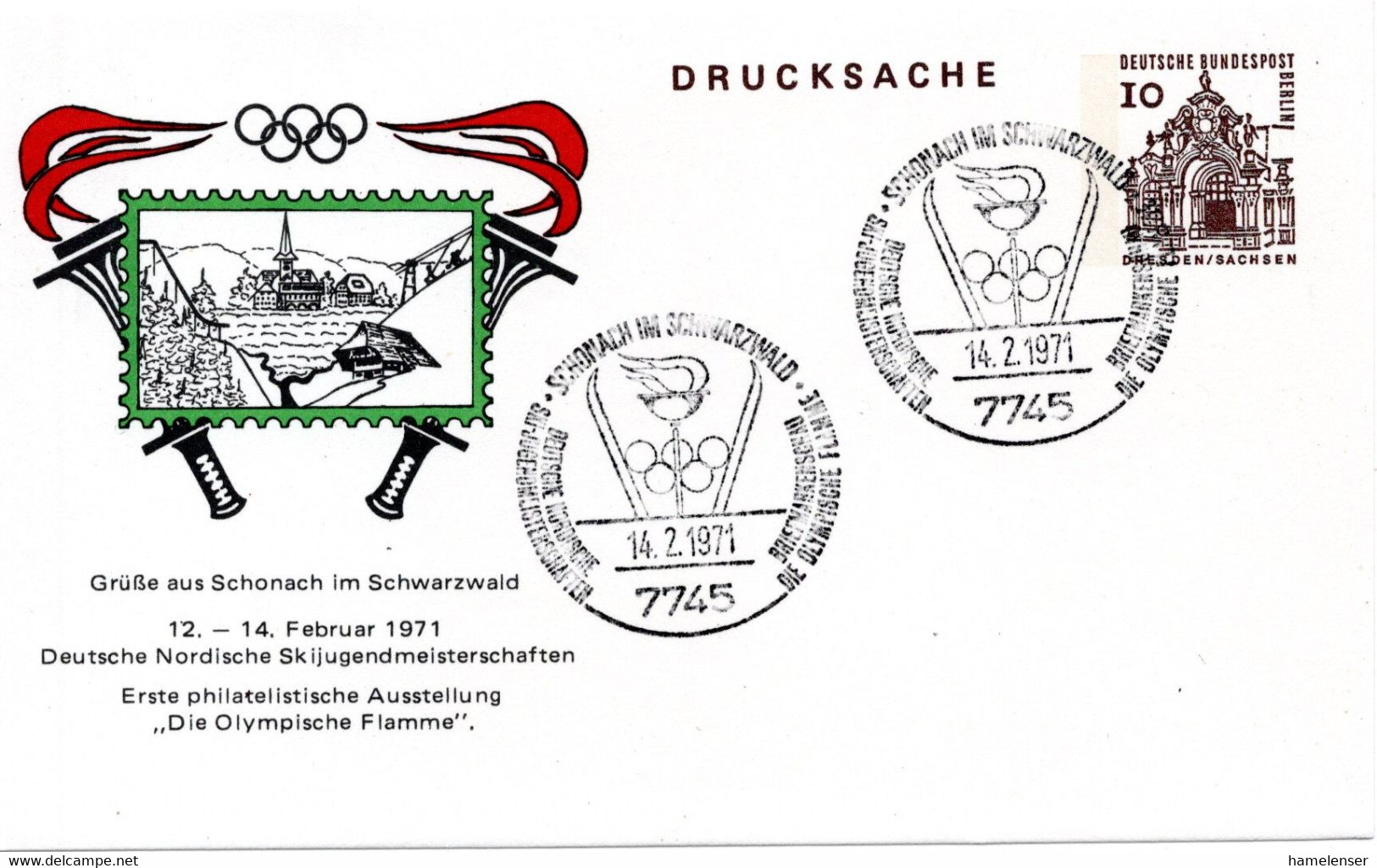 57240 - Berlin - 1970 - 10Pfg Kl.Bauten PGAKte SoStpl SCHONAU - ... DIE OLYMPISCHE FLAMME - Summer 1972: Munich