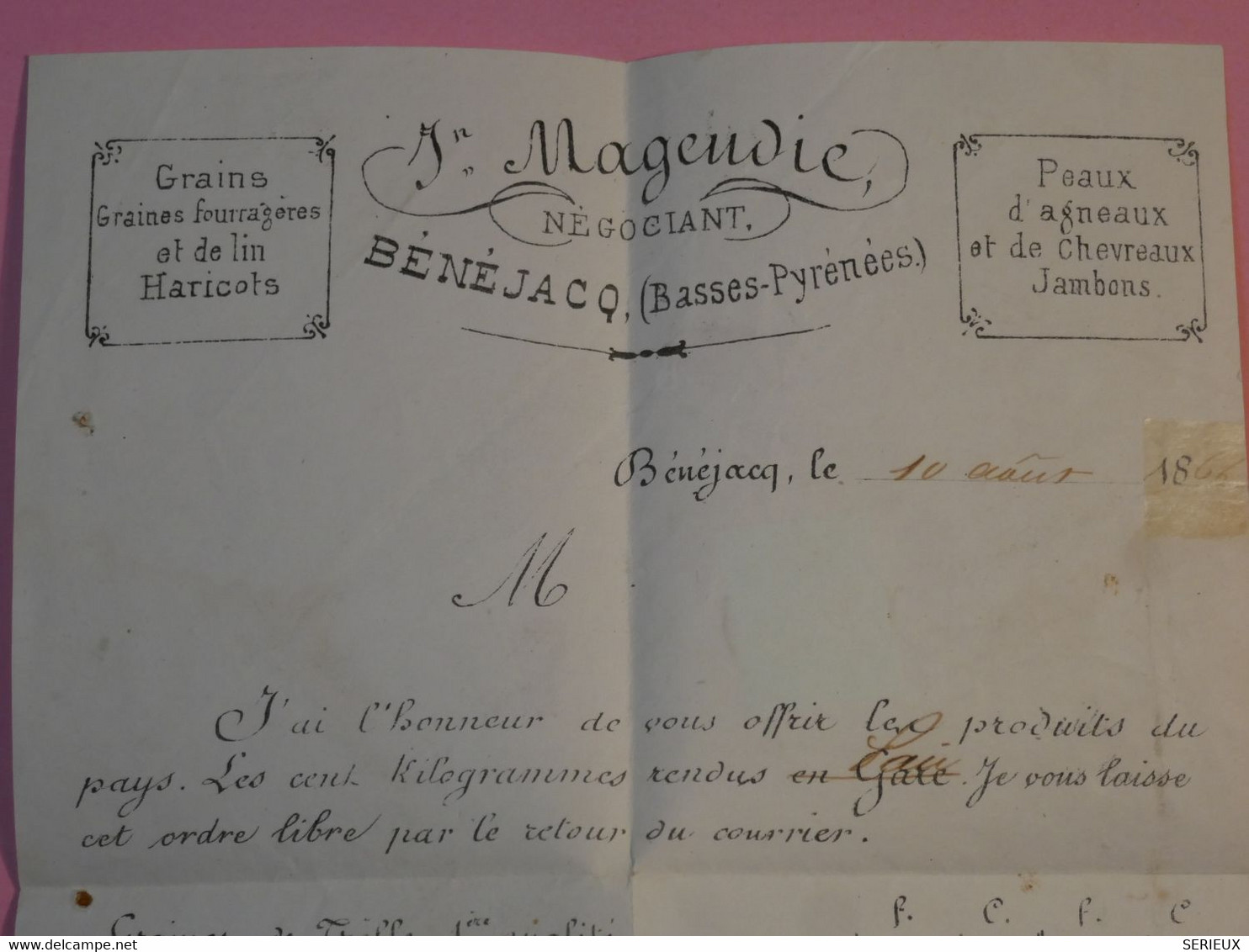 AP 40  FRANCE  BELLE LETTRE 1866  +N° 19 SEUL +SIGNé CALVES +AFF. INTERESSANT + + - 1862 Napoléon III