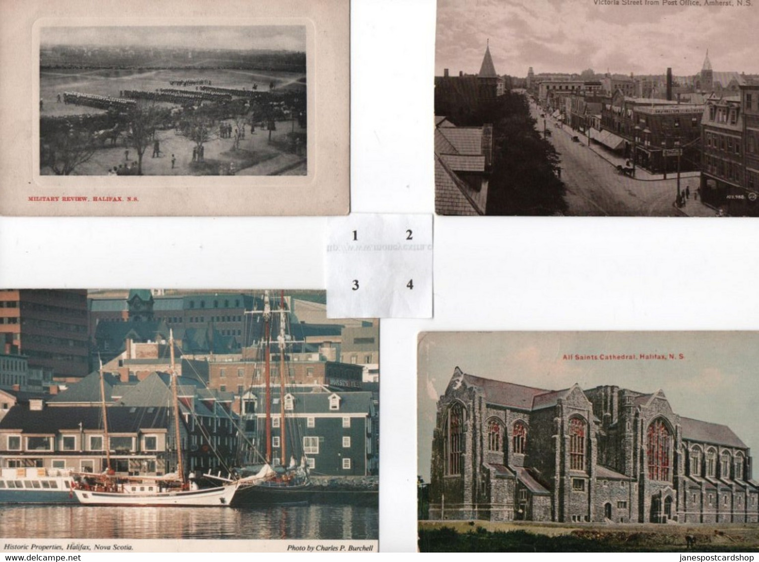 FOUR POSTCARDS - HALIFAX - MILITARY - AMHERST - HARBOUR - CATHEDRAL - NOVA SCOTIA - Halifax