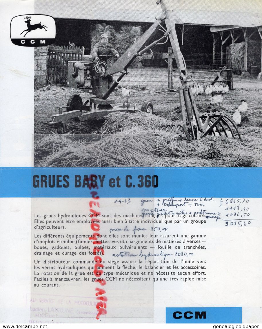 75-PARIS- PROSPECTUS PUBLICITE CCM-COMPAGNIE CONTINENTALE MOTOCULTURE-JOHN DEERE-REMY-ROUSSEAU-THIEBAUD-AGRICULTURE - Landbouw