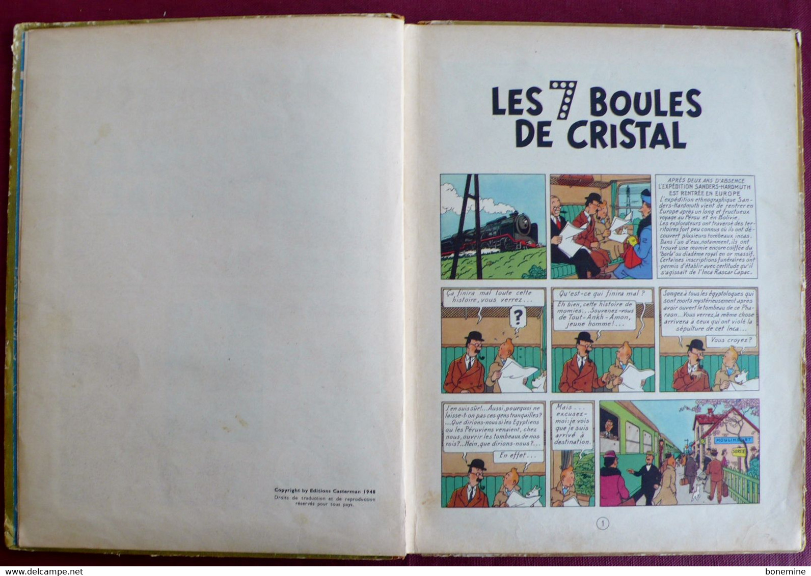 Tintin Les 7 Boules de Cristal B2 1948 titre Noir