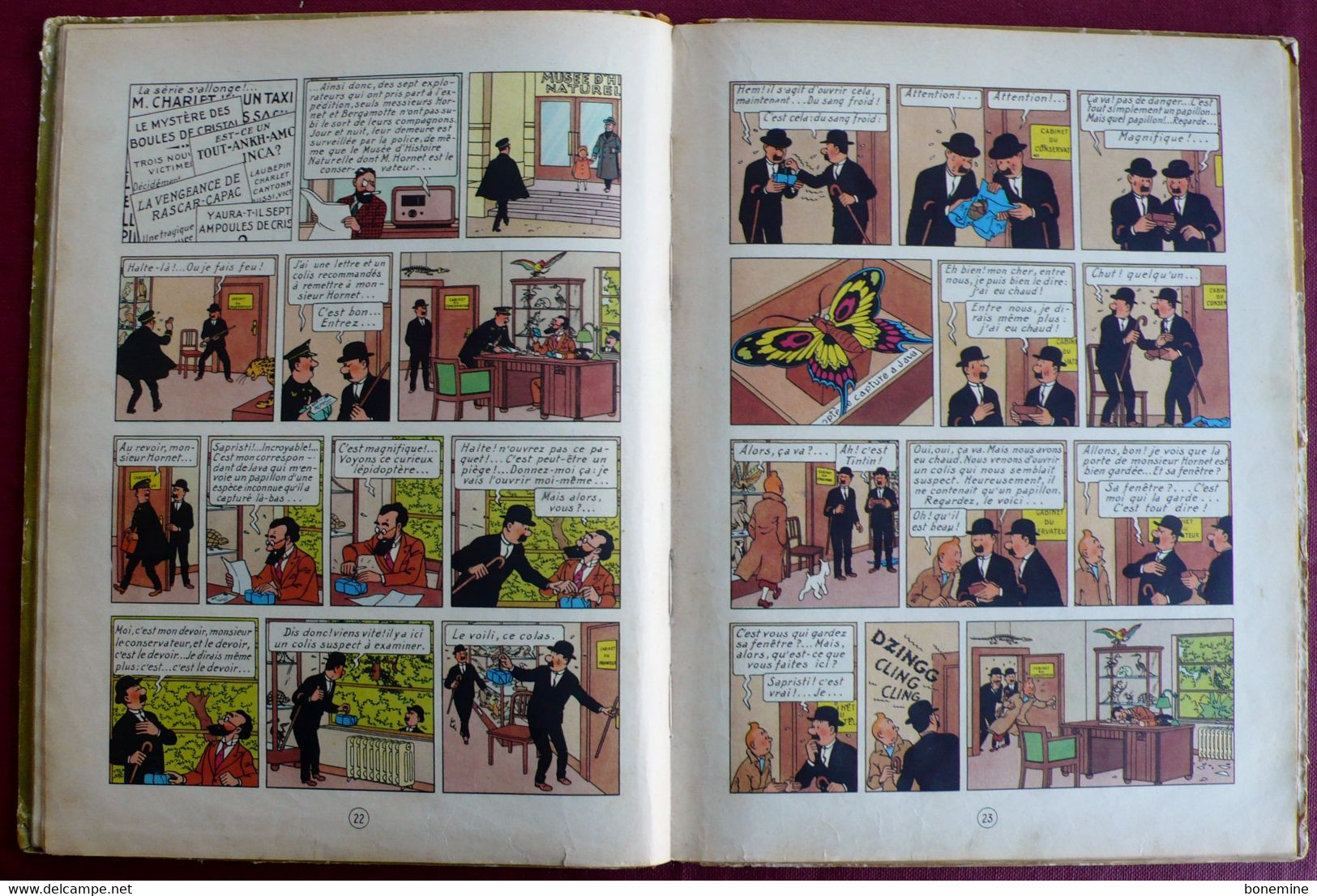 Tintin Les 7 Boules de Cristal B2 1948 titre Noir