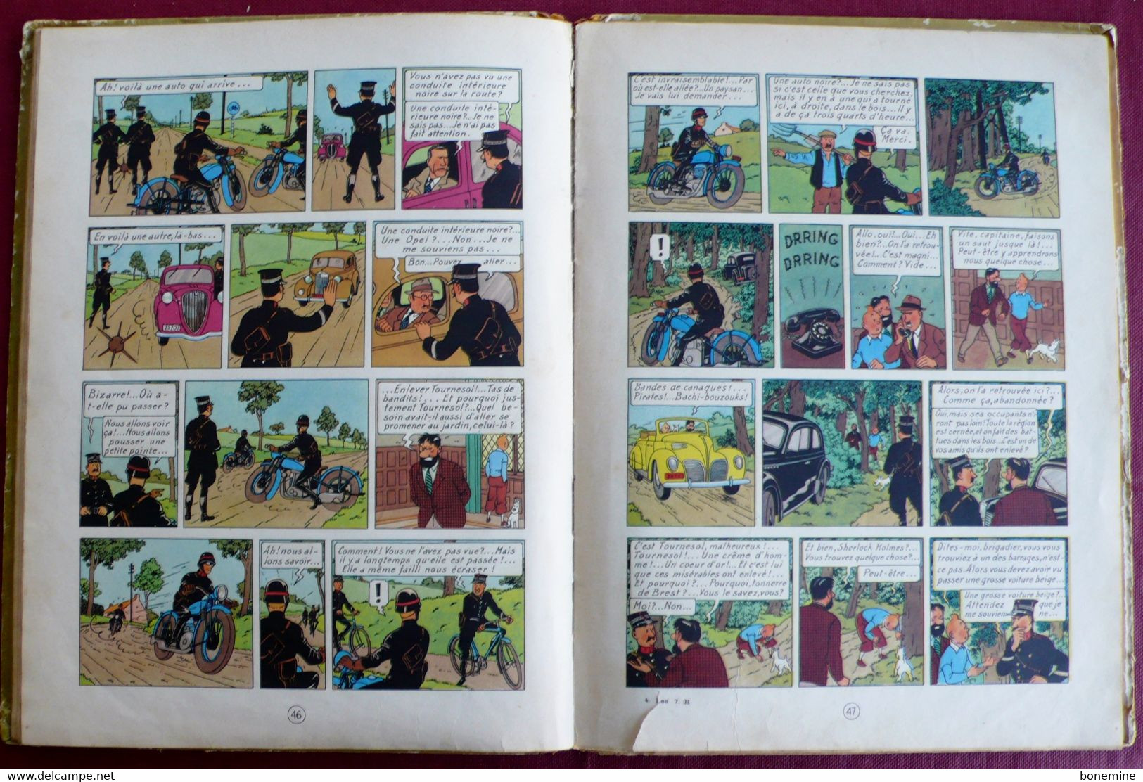 Tintin Les 7 Boules de Cristal B2 1948 titre Noir