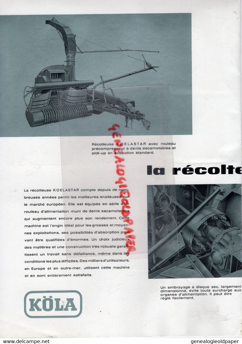 67-LINGOLSHEIM -STRASBOURG- - PROSPECTUS PUBLICITE GOETZMANN RECOLTEUSE KOELASTAR + PRIX 1963  TRACTEUR-AGRICULTURE - Sonstige & Ohne Zuordnung