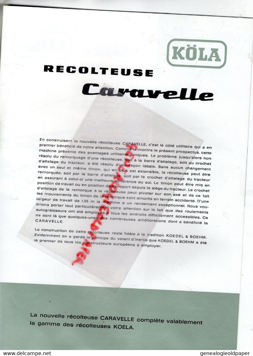 67-LINGOLSHEIM -STRASBOURG-  PROSPECTUS PUBLICITE GOETZMANN RECOLTEUSE CARAVELLE KOLA  TRACTEUR-AGRICULTURE - Agriculture