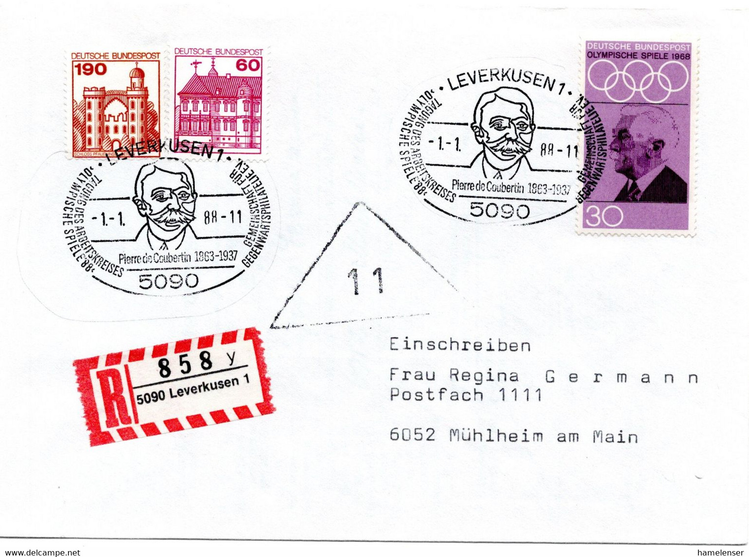 57244 - Bund - 1988 - 190Pfg B&S MiF A R-Bf LEVERKUSEN - ... OLYMPISCHE SPIELE 1988 ... -> Muehlheim - Estate 1988: Seul