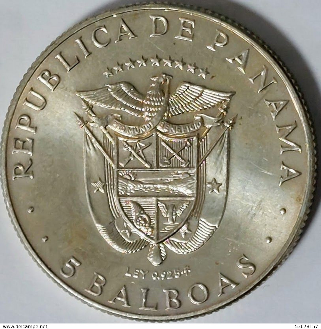 Panama - 5 Balboas 1970, XI Central American And Caribbean Games,Silver, KM# 28 (#1953) - Panama