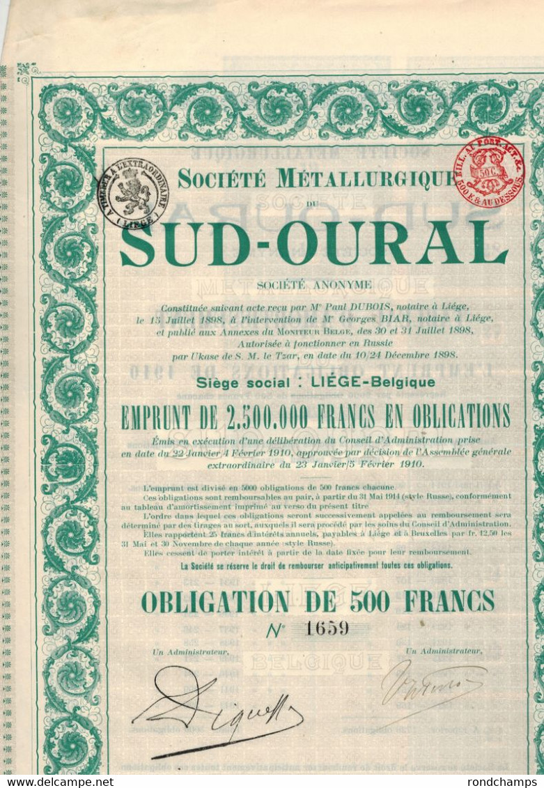 Russie Société Metallurgique SUD OURAL - P - R