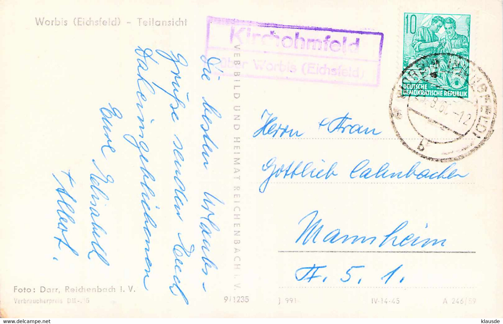 Worbis (Eichsfeld) Teilansicht Gel.1960 Posthilfsstelle - Worbis