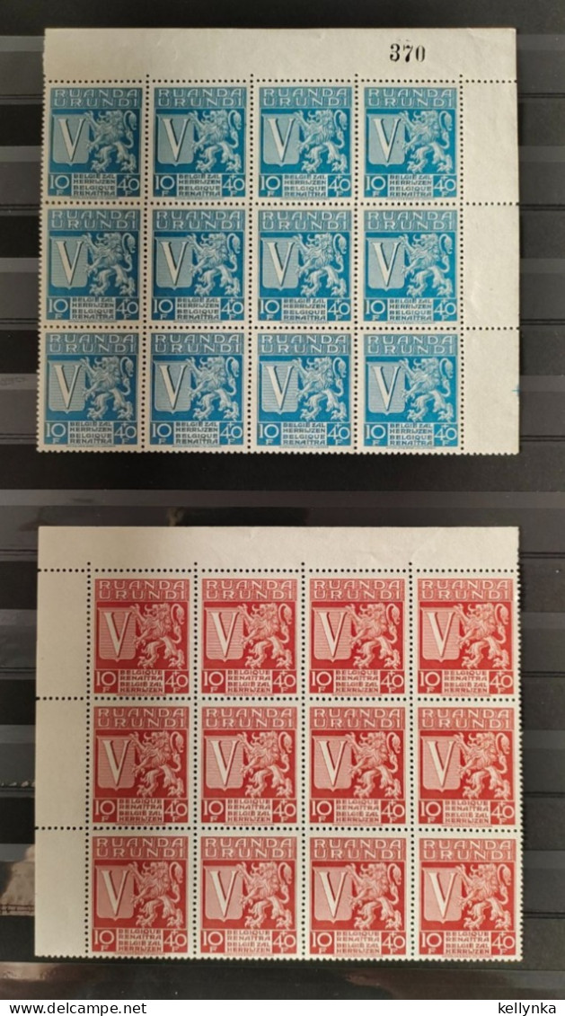 Ruanda Urundi - 148/149 - Blocs De 12 - Spitfire - 1942 - MNH - Unused Stamps