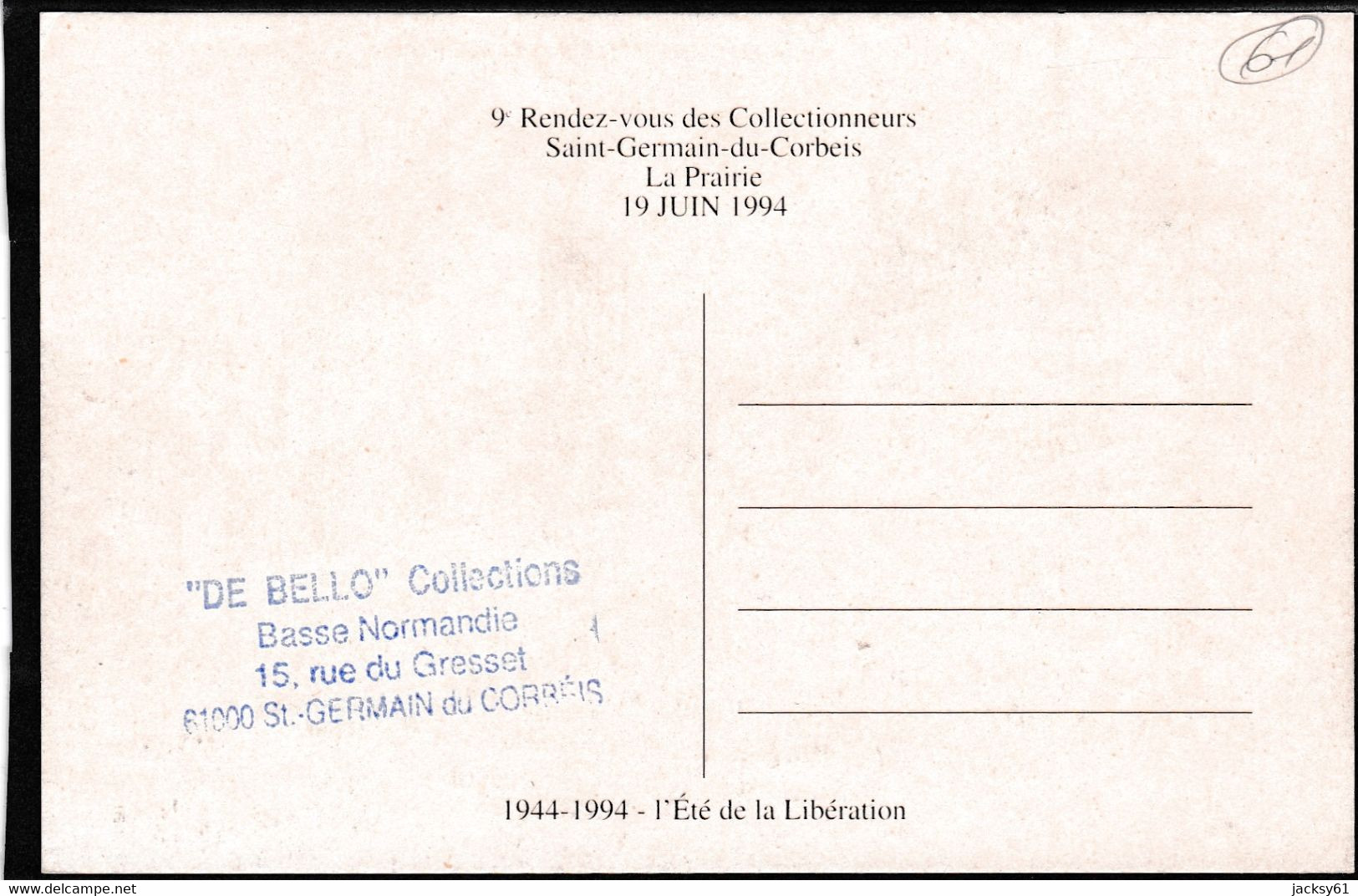 61 - Saint Germain Du Corbéis - 9 ème Rendez Vous Des Collectionneurs, Le 19 Juin 1994 - Bourses & Salons De Collections