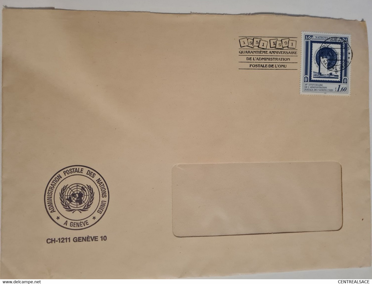 Lettre NATIONS UNIES GENEVE 40e Anniversaire De L'administration Postale De L'ONU - Lettres & Documents