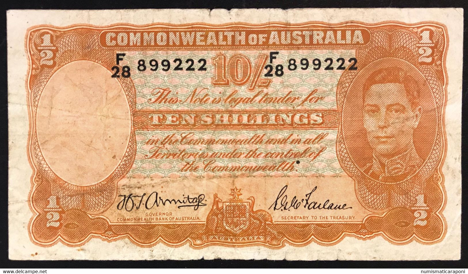 Australia 10 SCELLINI Pick#25b 1942 Armitage & McFarlane Lotto.986 - 1938-52