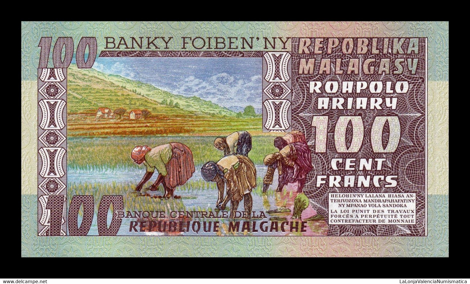 Madagascar 100 Francs ND (1974-1975) Pick 63 Sc Unc - Madagascar