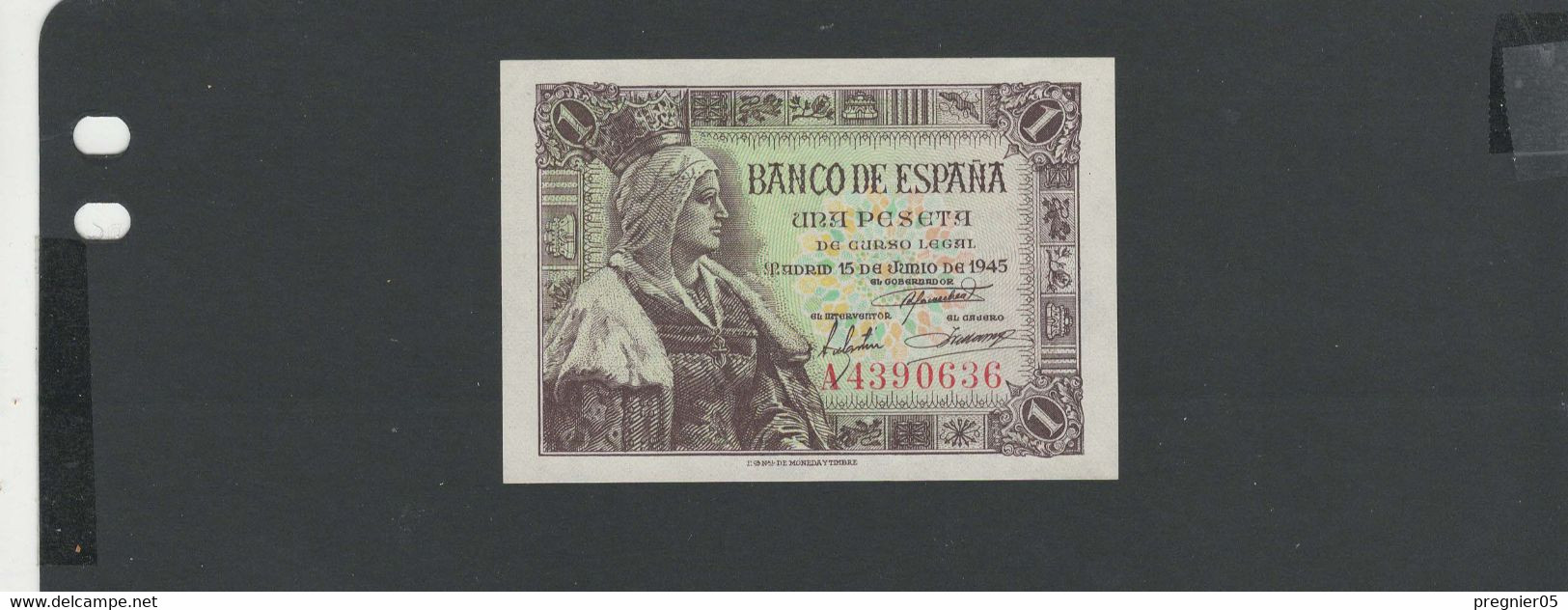 ESPAGNE - Billet 1 Peseta 1945 NEUF/UNC Pick-128 - 1-2 Peseten