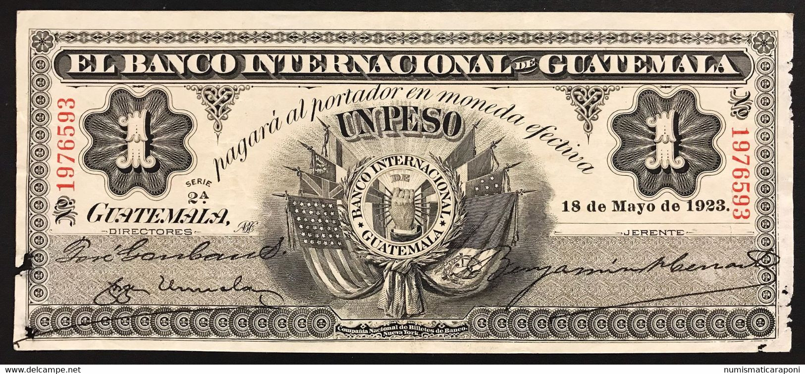 GUATEMALA 1 Peso 18 05 1923 Pick#S153b Lotto.1354 - Guatemala